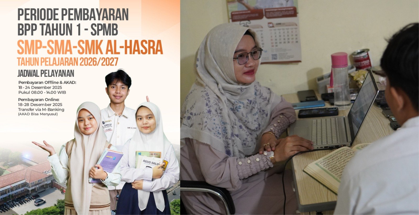 Informasi Periode Pembayaran BPP Tahun 1 SPMB SMA Al-Hasra Tahun Pelajaran 2026/2027