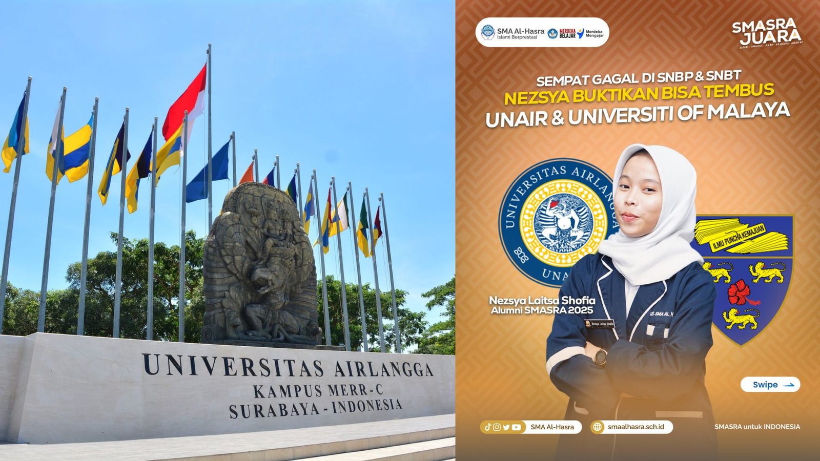 Sempat Gagal di SNBP & SNBT, Nezsya Buktikan Bisa Lolos UNAIR, ITS dan Universiti of Malaya